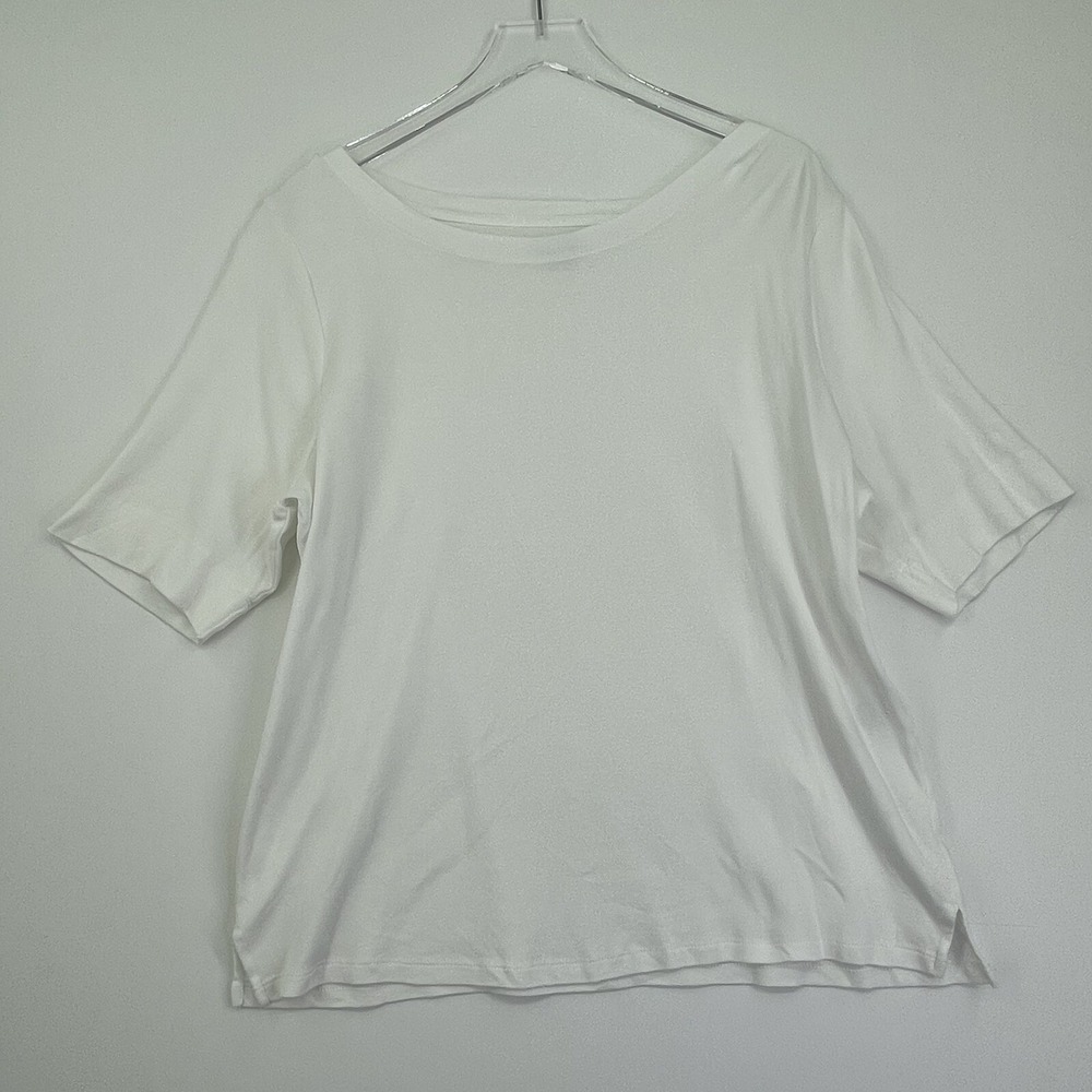 Chico's Womens 3 XL Top White Tee Short Sleeve Cotton Shirt